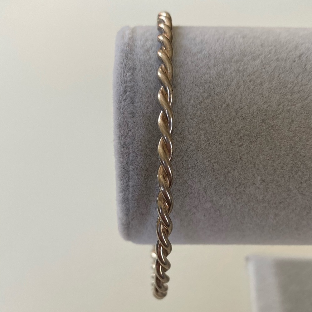 925 Silver handmade twisted bangle